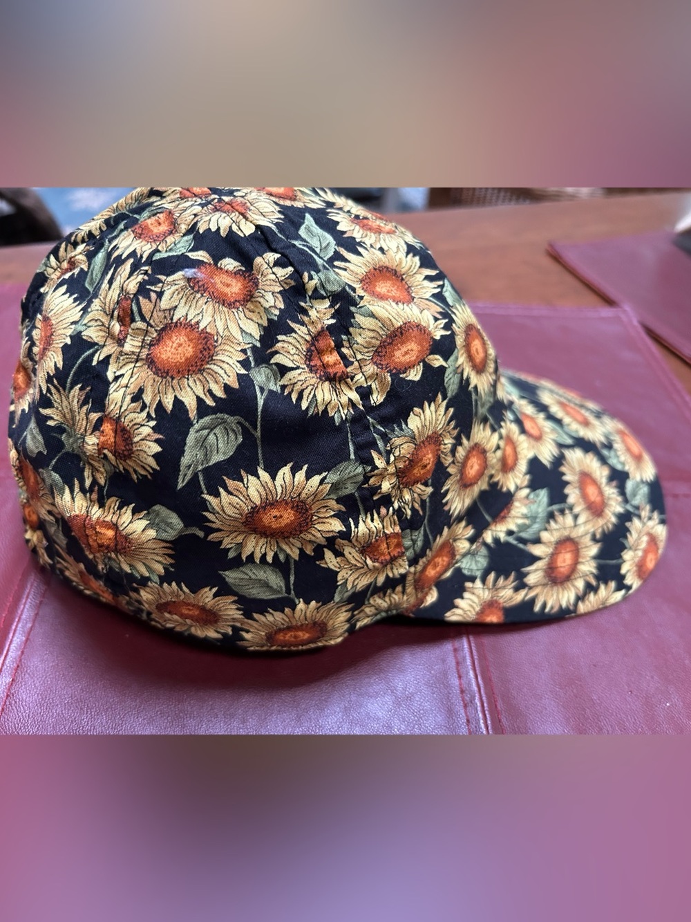 Women’s Dorfman-Pacific Sunflower Print  Cap - Black/Yellow. Soft, head forming.